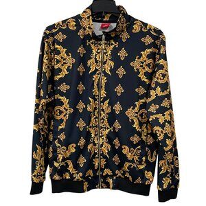 Victorious Baroque Lion Crown Mens  Zip Track Jacket L — Black/Gold Streetwear